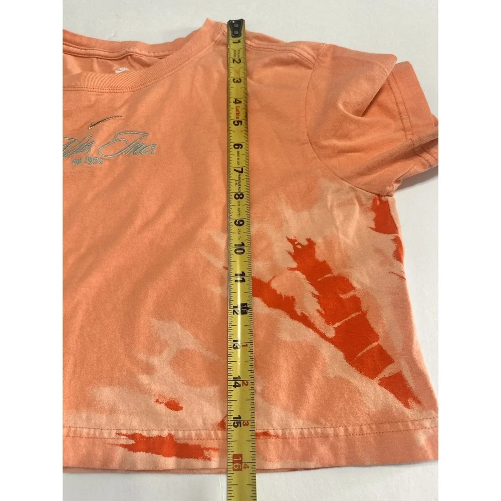 The nike tee crop top size XS t‎ shirt Peach short sleeve logo The Dye RARE